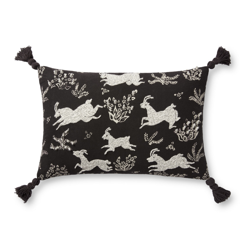 Loloi PLL0027 Black  Ivory 13 x 21 Cover Only Pillow