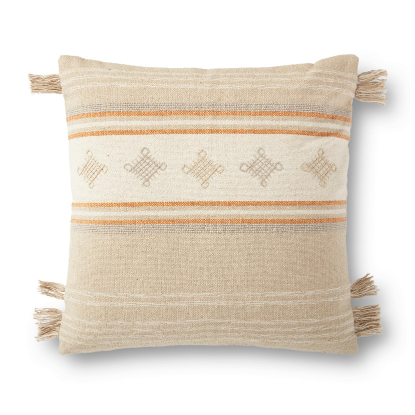 Loloi P0933 Beige  Orange 22 x 22 Cover Only Pillow