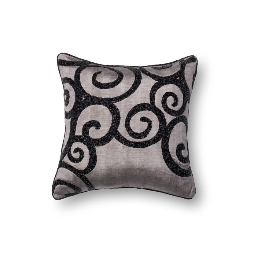Loloi P0010 Grey  Black 18 x 18 Cover Only Pillow