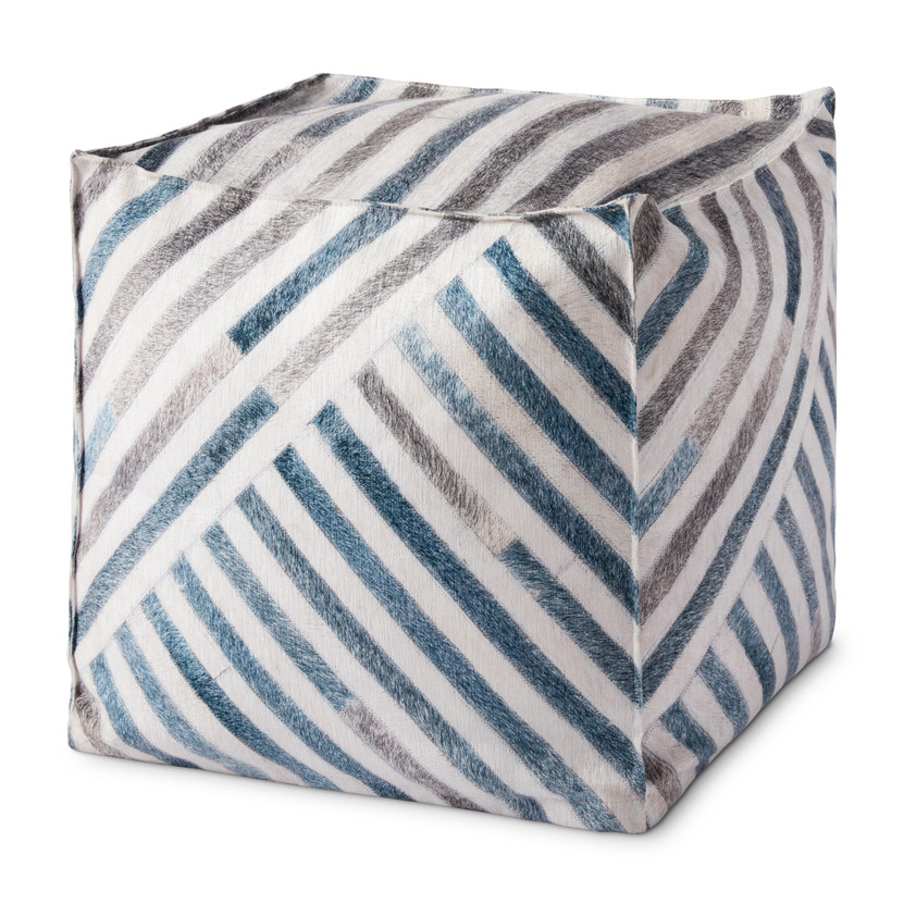 Loloi PF0003 Ivory  Blue 18W x 18D x 18H Pouf