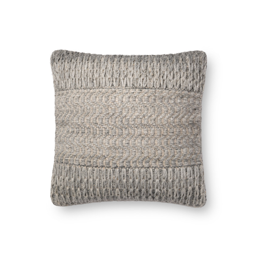 Loloi P0697 Grey 18 x 18 Cover Only Pillow