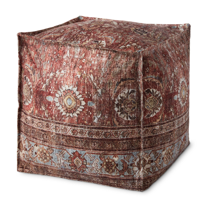 Loloi PF0006 Red  Multi 18W x 18D x 18H Pouf