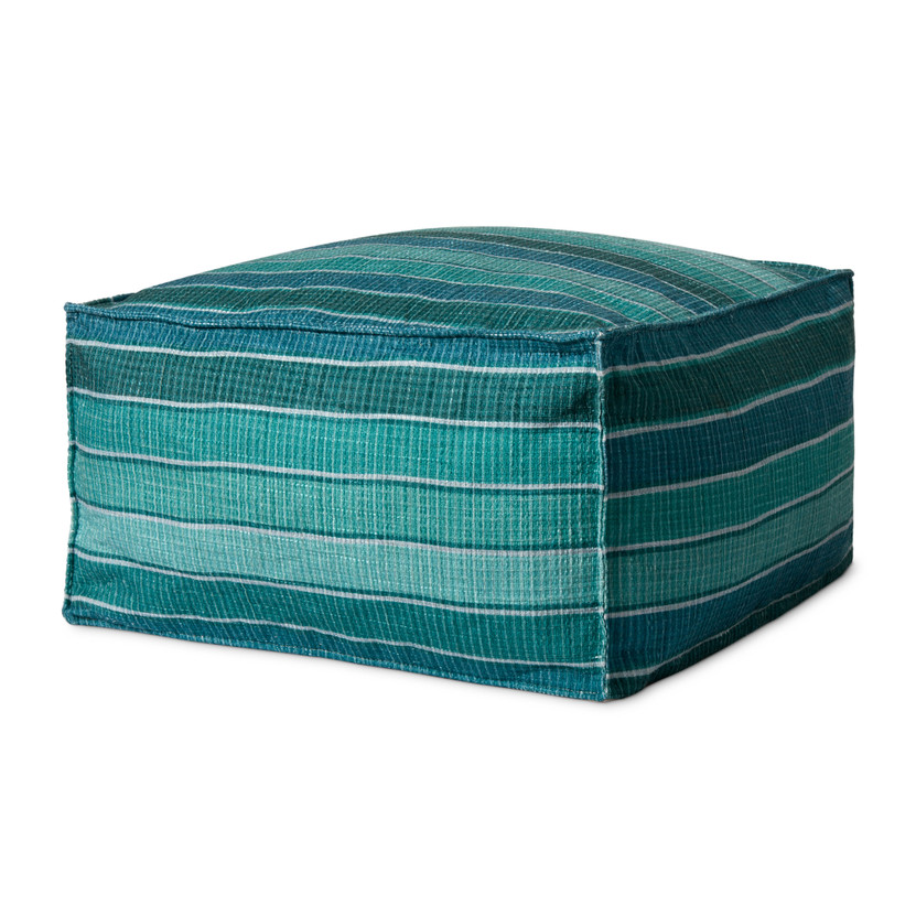 Loloi PF0010 Lagoon  Blue 24W x 24D x 13H Pouf