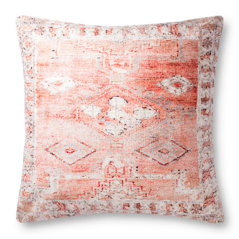 Loloi P0886 Coral  Multi 3 x 3 Pillow