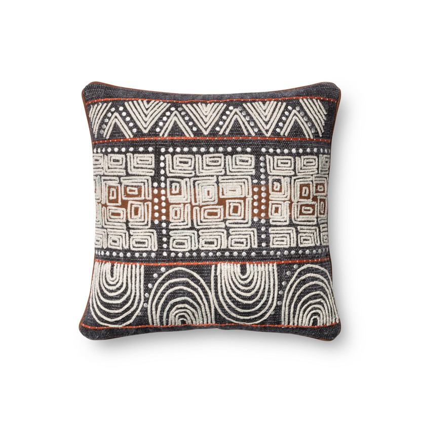 Loloi P0379 Blue  Rust 18 x 18 Cover wPoly Pillow