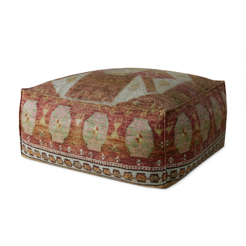Loloi LPF0035 Terracotta  Multi 36W x 36D x 17H Pouf
