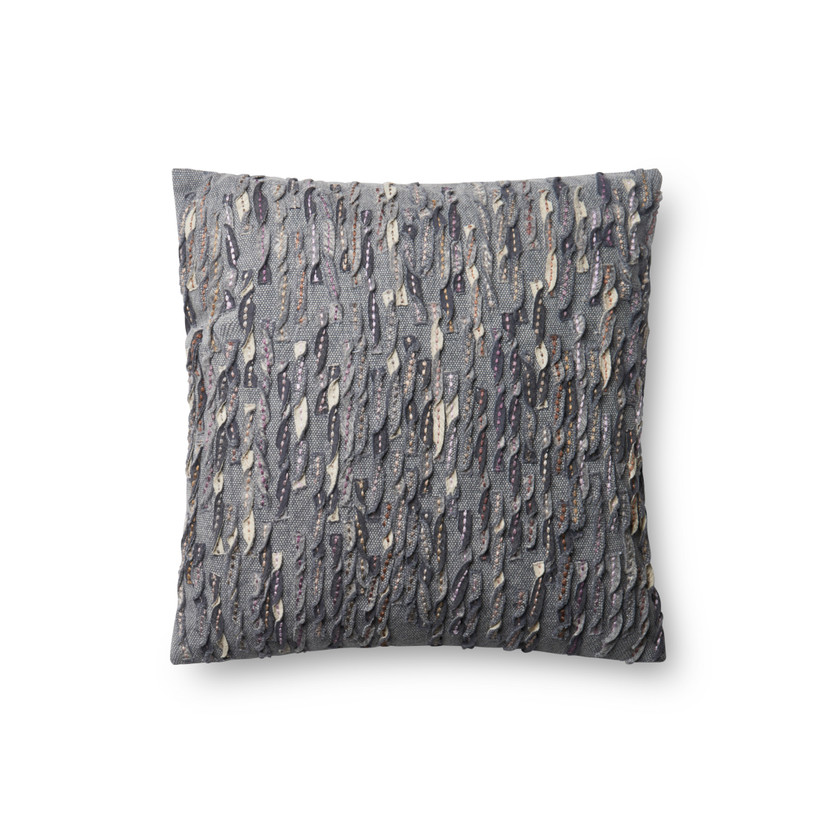 Loloi P0605 Grey 18 x 18 Cover wPoly Pillow