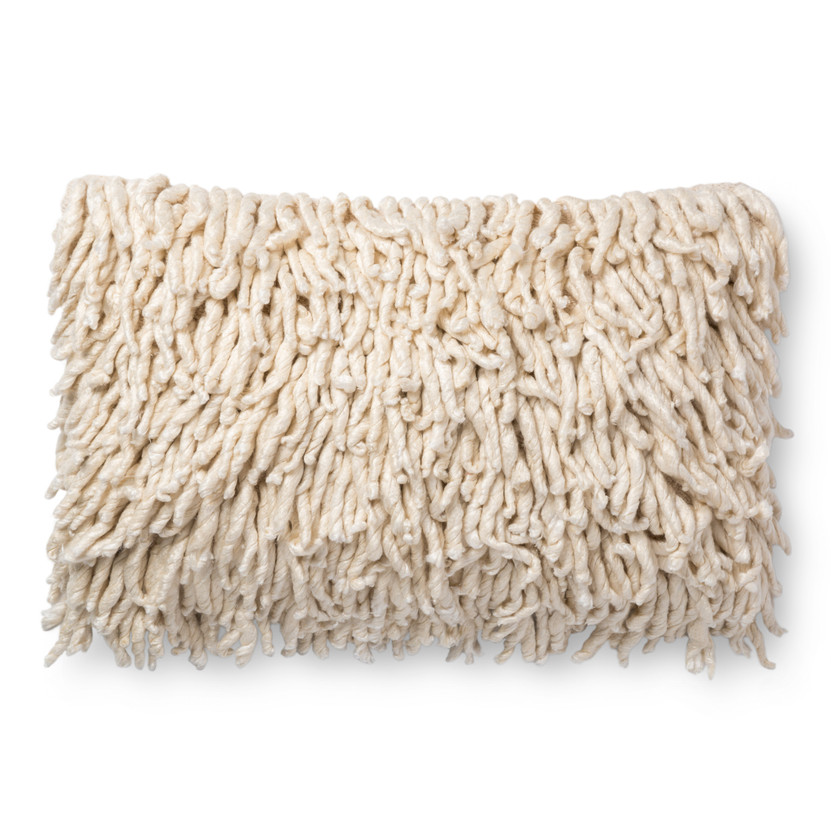Loloi P0537 Cream 16 x 26 Cover wPoly Pillow