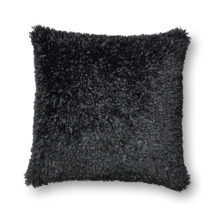 Loloi P0045 Black 22 x 22 Cover wPoly Pillow