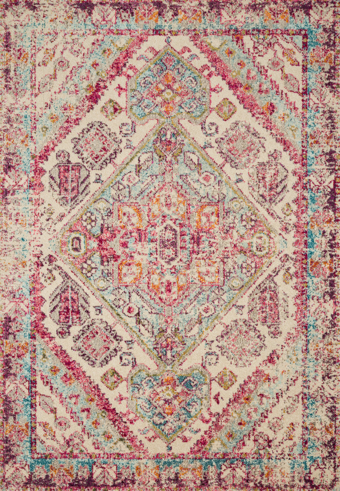 Loloi II Nadia Aqua  Pink 18 x 18 Sample Rug