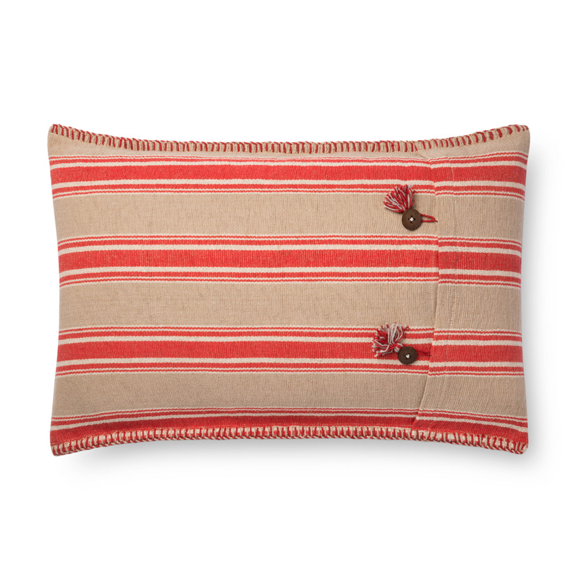 Loloi P0718 Red  Natural 16 x 26 Cover wPoly Pillow