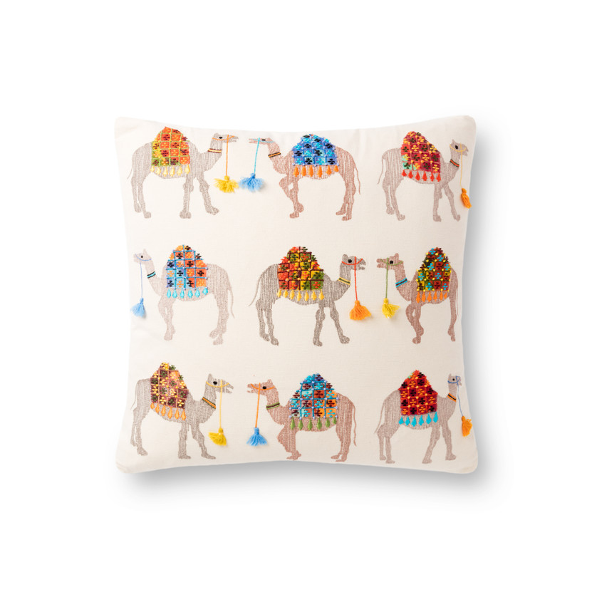Loloi P0868 Natural  Multi 18 x 18 Cover wPoly Pillow