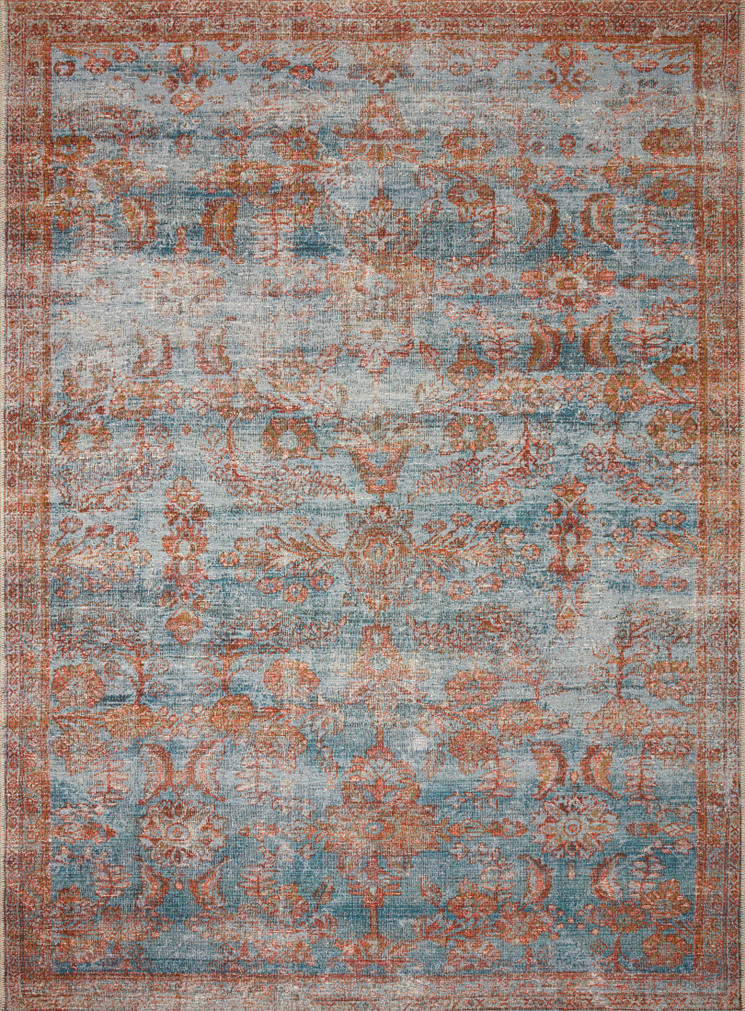 Loloi II Sebastian Ocean  Spice 18 x 18 Sample Rug