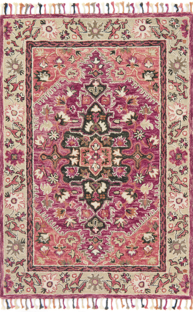 Loloi Zharah Raspberry  Taupe 18 x 18 Sample Rug