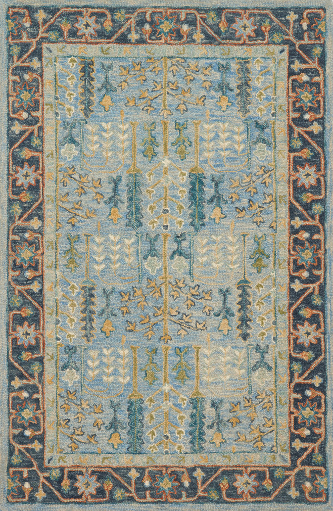 Loloi Victoria Lt Blue  Dk Blue 18 x 18 Sample Rug