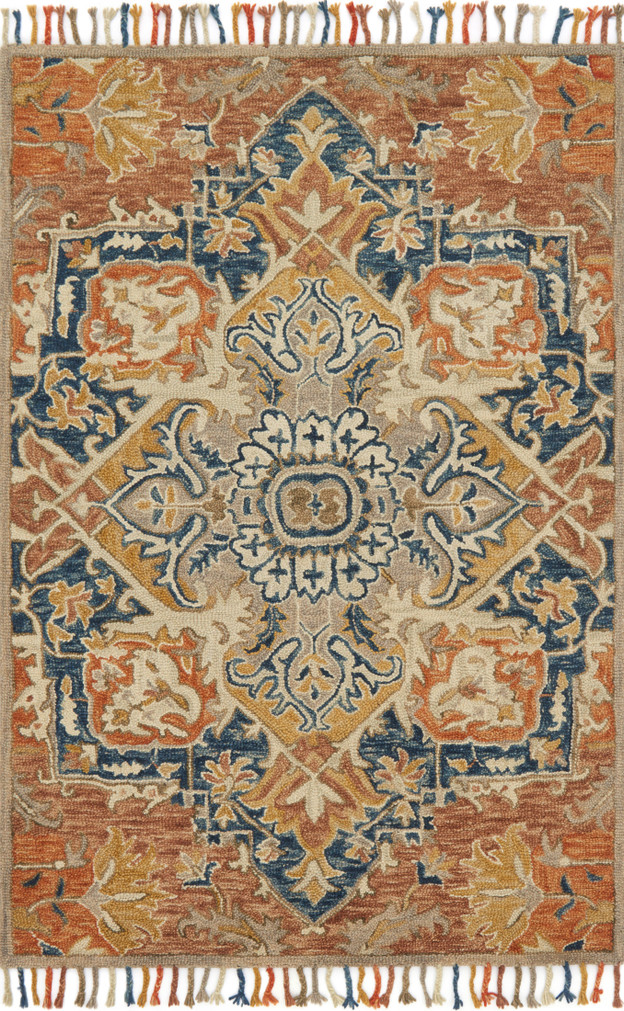 Loloi Zharah Rust  Blue 18 x 18 Sample Rug