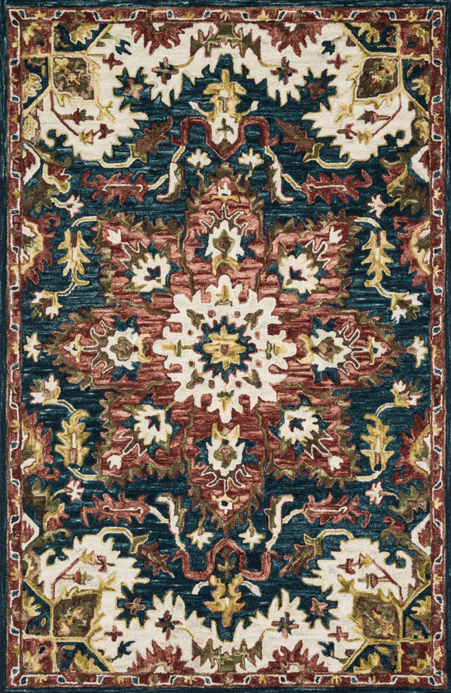 Loloi Victoria Teal  Raspberry 18 x 18 Sample Rug