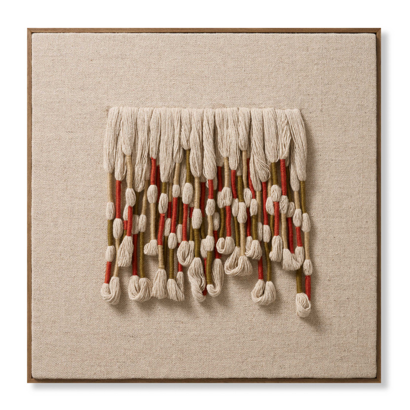 Loloi Earthy Locs Beige  Multi 3-2 x 3-2 Wall Art