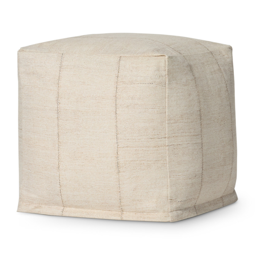Loloi LPF0043 Ivory 18 x 18 x 18 Pouf