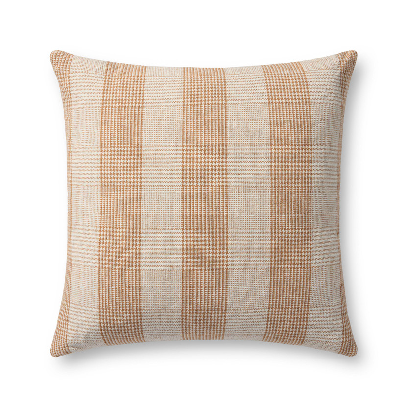 Chris Loves Julia x Loloi Auggie Orange  White 22 x 22 Cover w Down Pillow