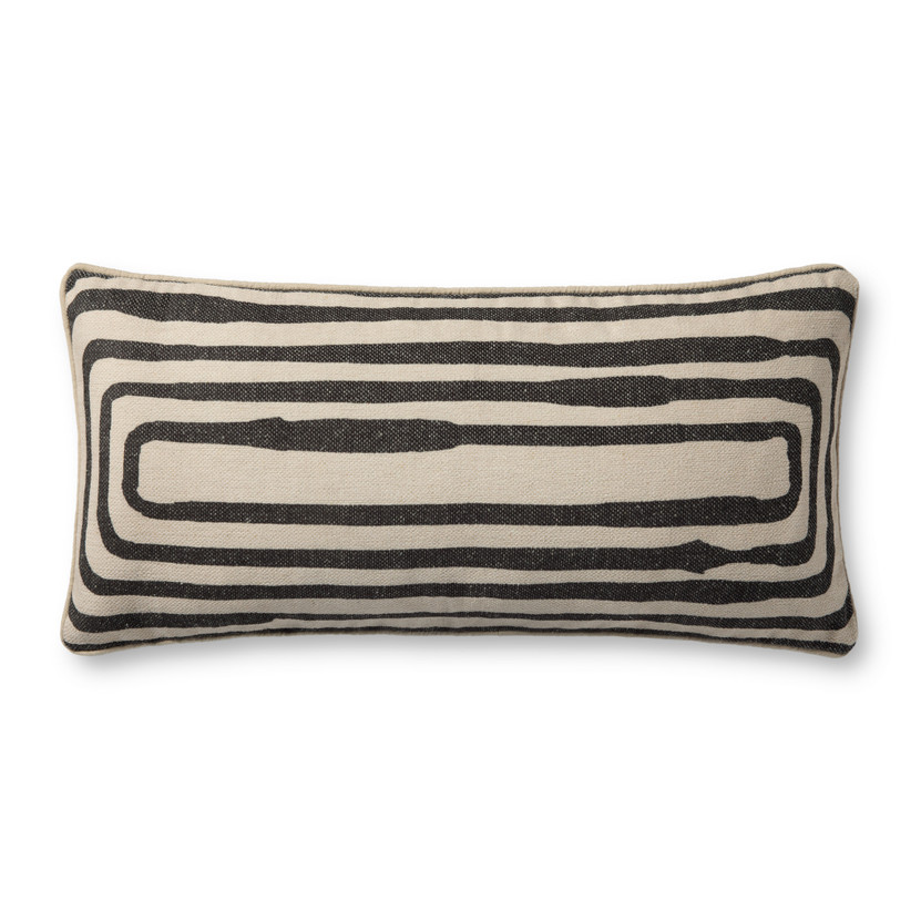 Brigette Romanek PBR0009 Natural  Black 12 x 27 Cover wPoly Pillow