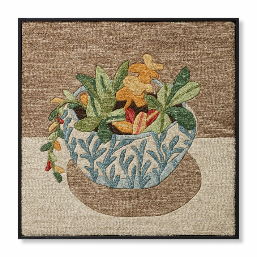Loloi Green Thumb Beige  Brown 2-11 x 2-11 Wall Art