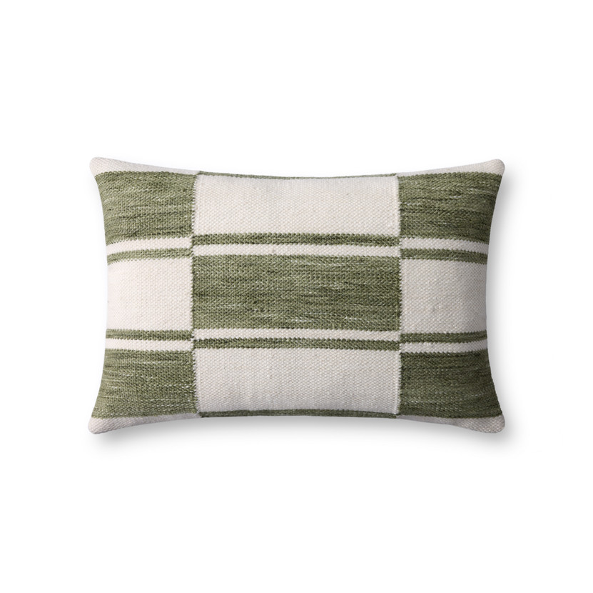 Loloi PLL0139 Ivory  Green 16 x 26 Cover Only Pillow