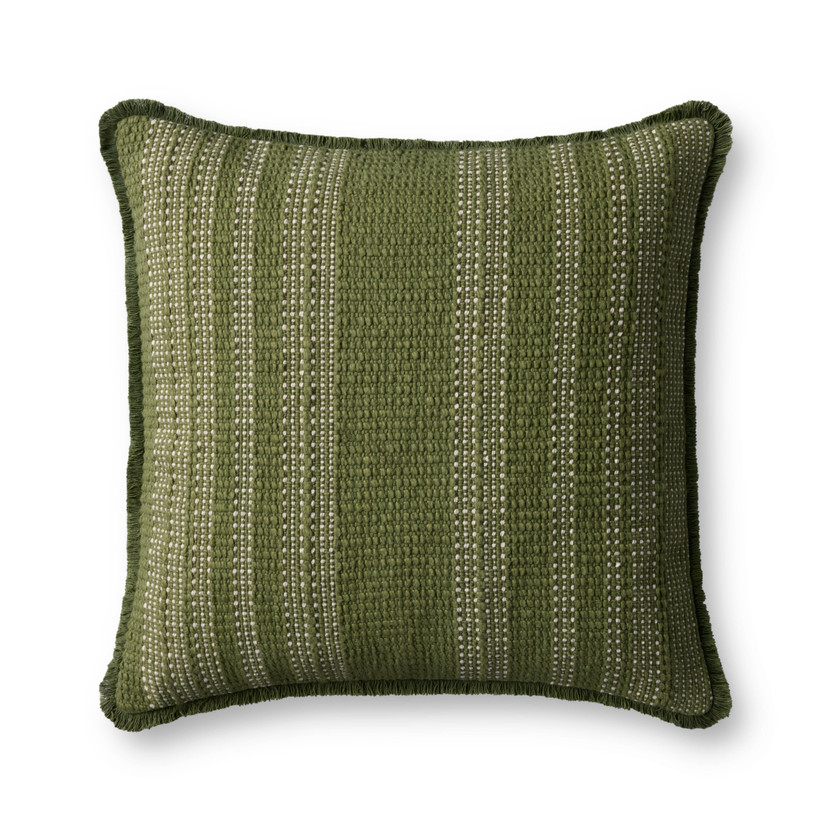 Loloi PLL0131 Green  Ivory 20 x 20 Cover wPoly Pillow