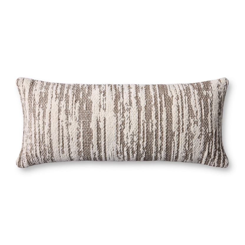 Loloi PLL0141 Dark Taupe  Ivory 13 x 35 Cover Only Pillow