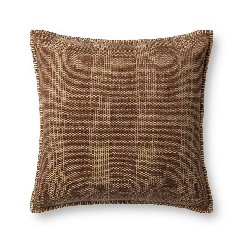 Loloi PLL0132 Brown  Tan 20 x 20 Cover wDown Pillow
