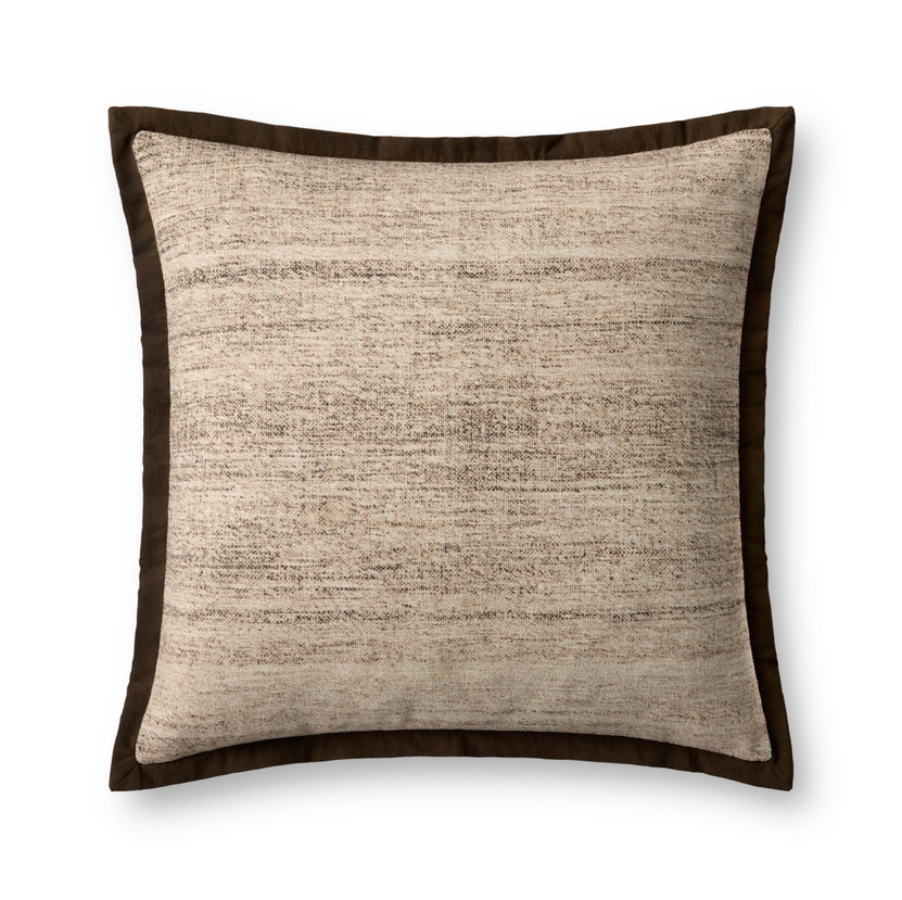 Loloi PLL0143 Brown  Ivory 22 x 22 Cover wPoly Pillow