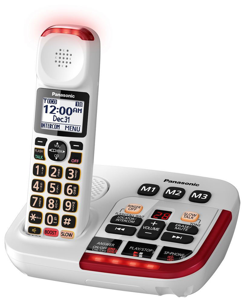 Panasonic White Amplified Cordless Phone With Digital Answering Machine