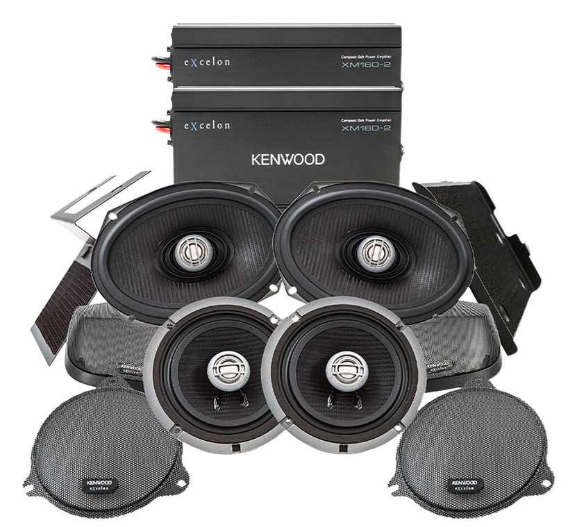 Kenwood Front  Rear Amplifier Package For 2014 Harley Davidson Motorcycles