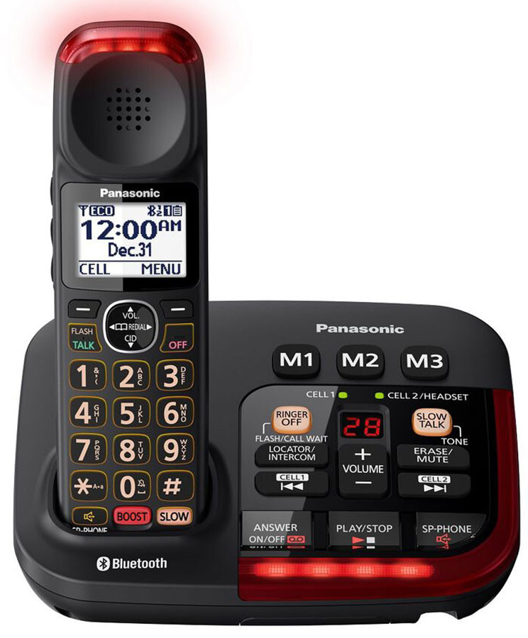 Panasonic Black Link2Cell Bluetooth Amplified Cordless Phone With Digital Answering Machine