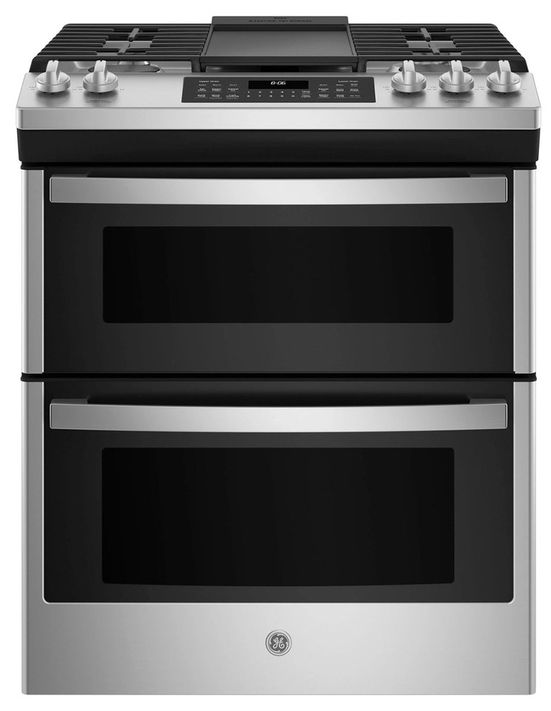 GE ADA 30 In. Stainless Steel Slide-In Front Control Gas Double Oven Range