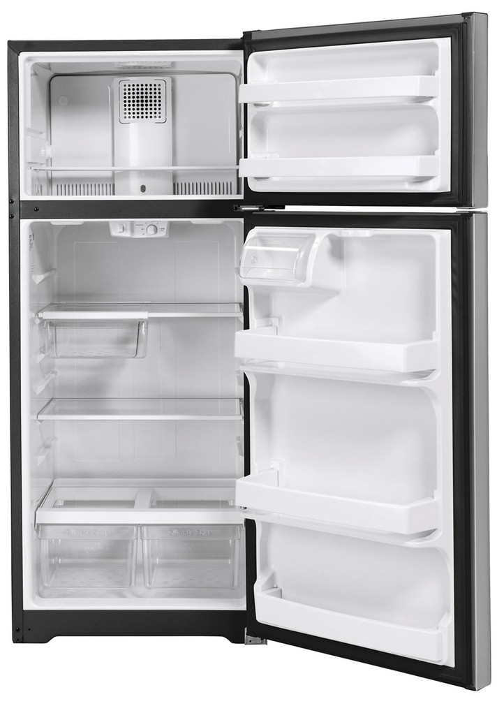 GE 17.5 Cu. Ft. Top Freezer Refrigerator 28-Inch Wide in Fingerprint Resistant Stainless Steel