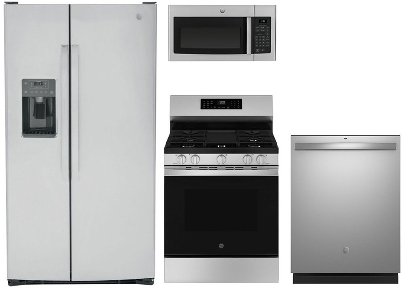 GE Stainless Side-By-Side Refrigerator  Gas Range Package