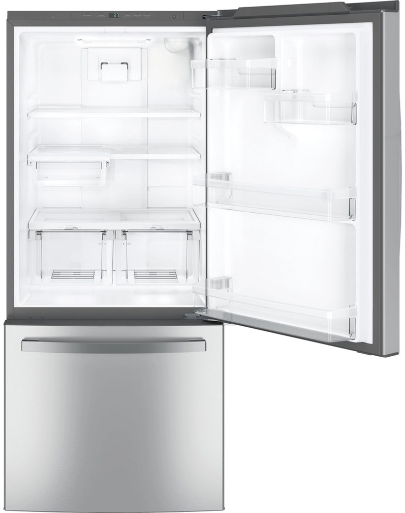 GE 20.9 Cu. Ft. Bottom-Freezer Refrigerator 30-Inch Wide in Fingerprint Resistant Stainless Steel