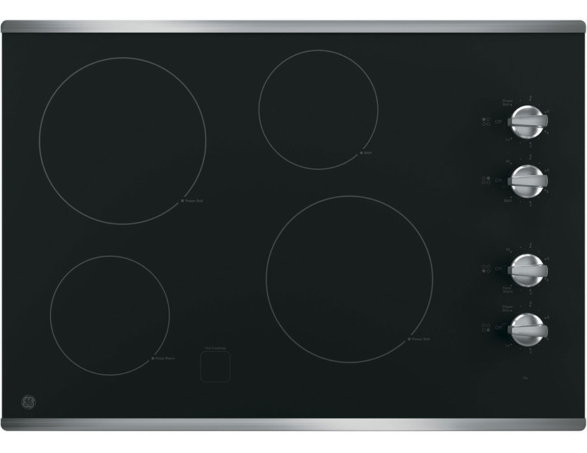 GE Cooktop Electric With Built-In Knob Control 30 Inch in Stainless Steel