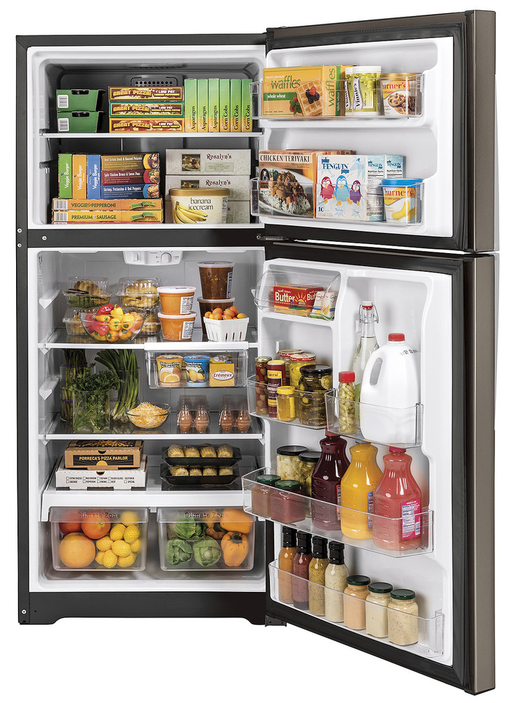 GE 19.2 Cu. Ft. Garage Ready Top-Freezer Refrigerator 30-Inch Wide in Slate