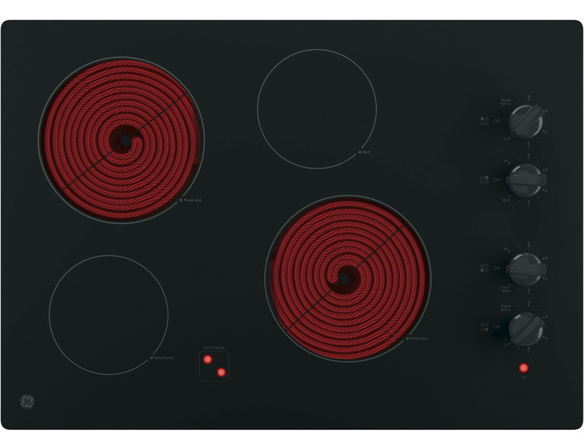 GE Cooktop Electric With Built-In Knob Control 30 Inch in Black