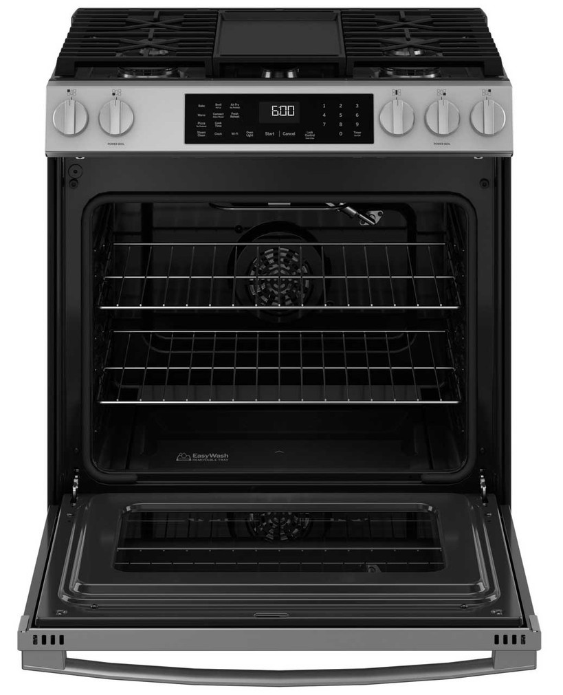 GE Slide-In Gas Range Front-Control 30 In. Convection in Fingerprint Resistant Stainless Steel