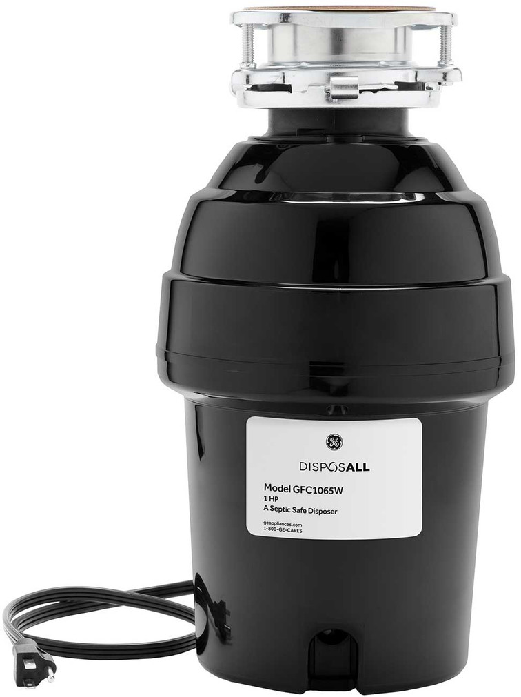 GE DISPOSALL 1 HP Continuous Feed Garbage Disposer - Corded in Black