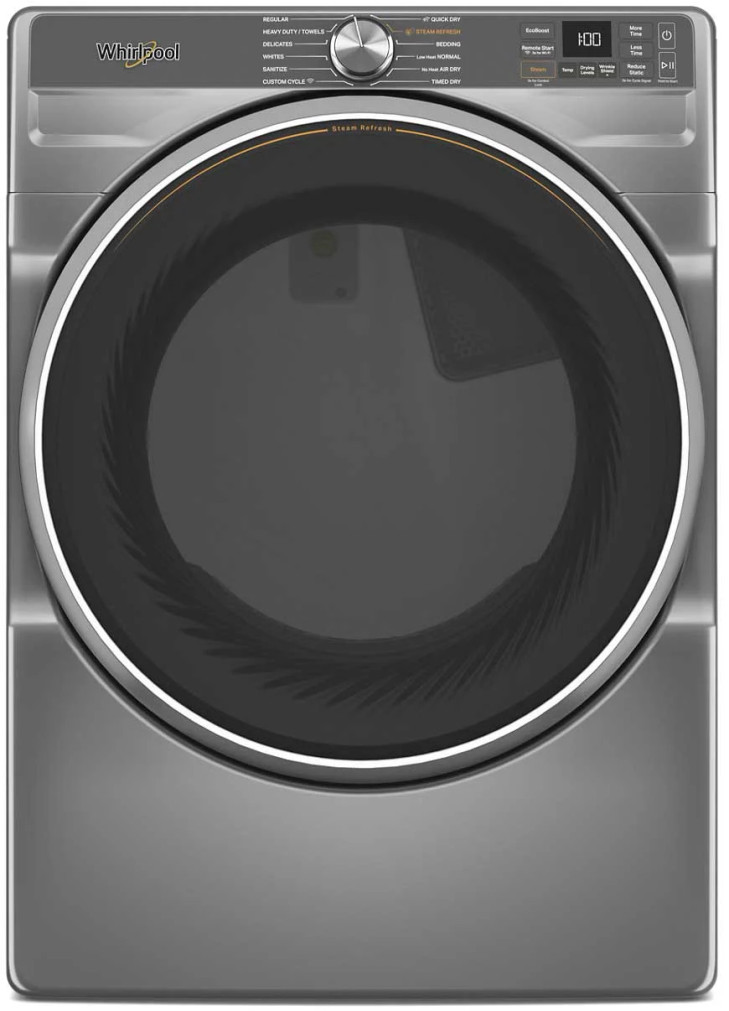 Whirlpool Front Load Gas Dryer with Steam Capabilities 7.4 Cu. Ft. in Radiant Silver