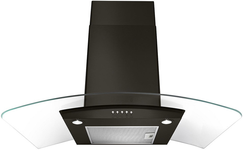 Whirlpool 36 Fingerprint Resistant Black Stainless Steel And Concave Glass Wall Mount Range Hood