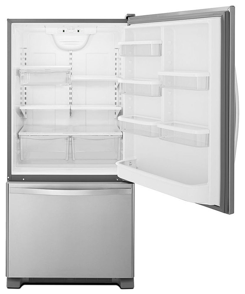 Whirlpool 22 Cu. Ft. Bottom-Freezer Refrigerator 33-Inch Wide in Stainless Steel