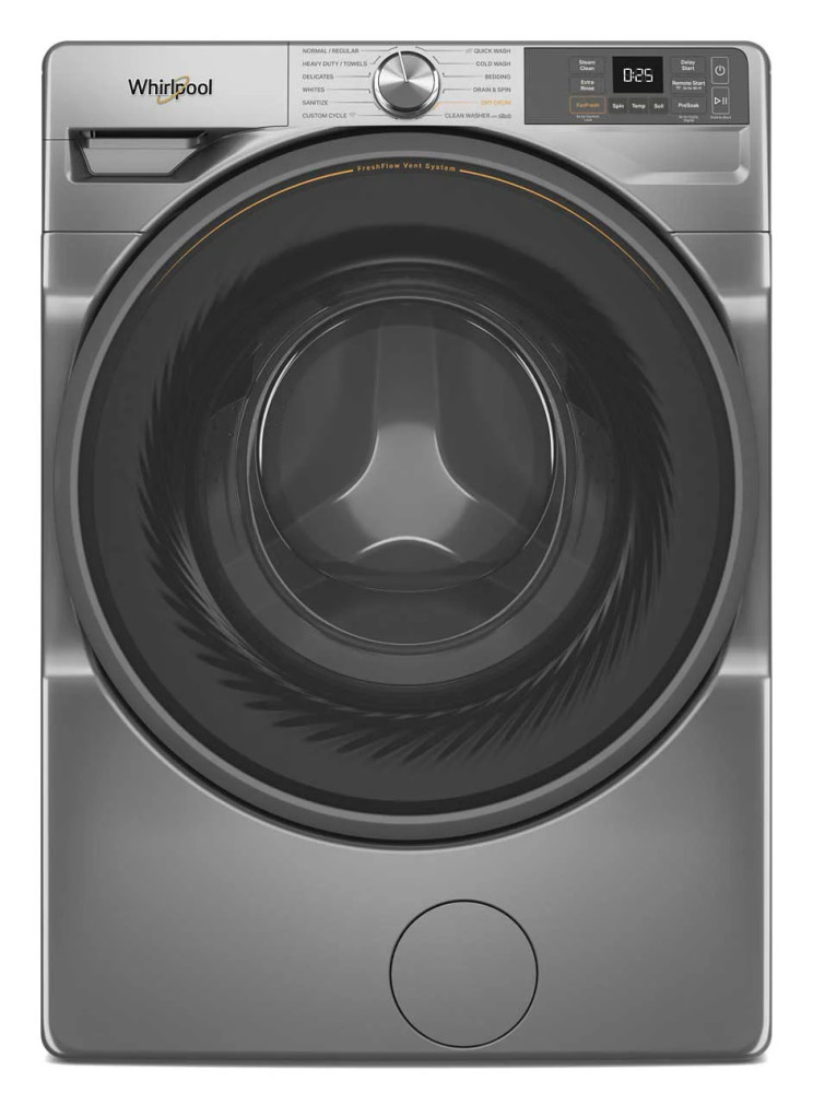 Whirlpool Smart Front Load Washer with FreshFlow Vent System 4.5 Cu. Ft. in Radiant Silver