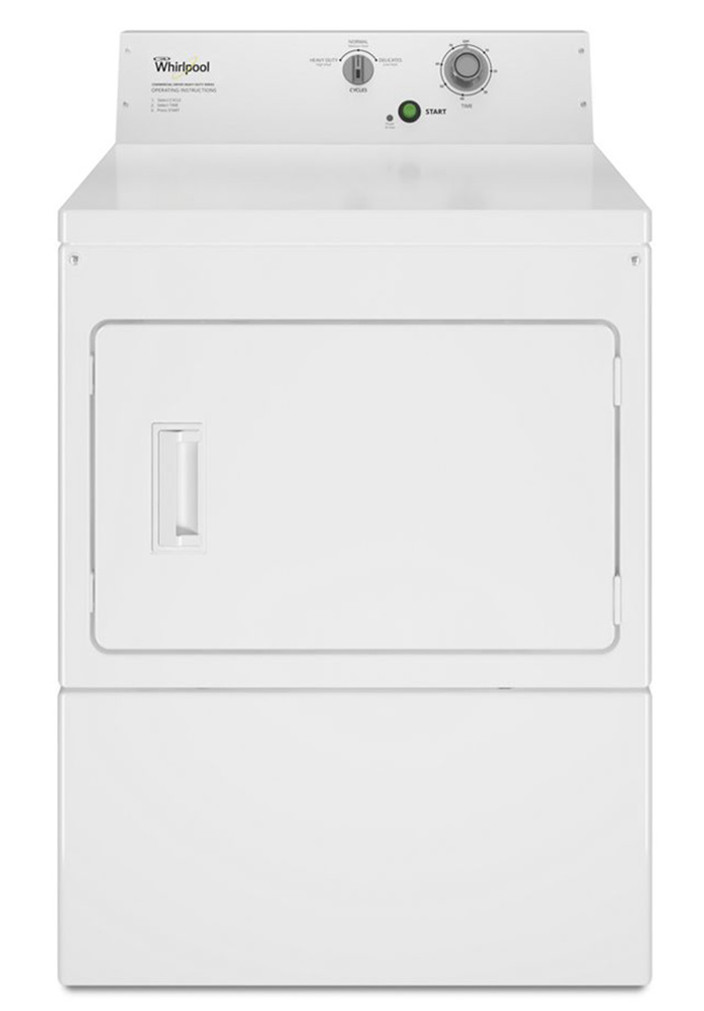 Whirlpool 27 White Commercial Gas Super-Capacity Dryer, Non-Coin