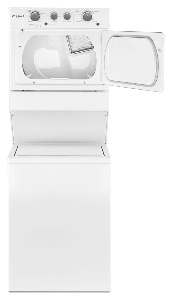 Whirlpool 27 White Long Vent Electric Stacked Laundry Center With 9 Wash Cycles And AutoDry