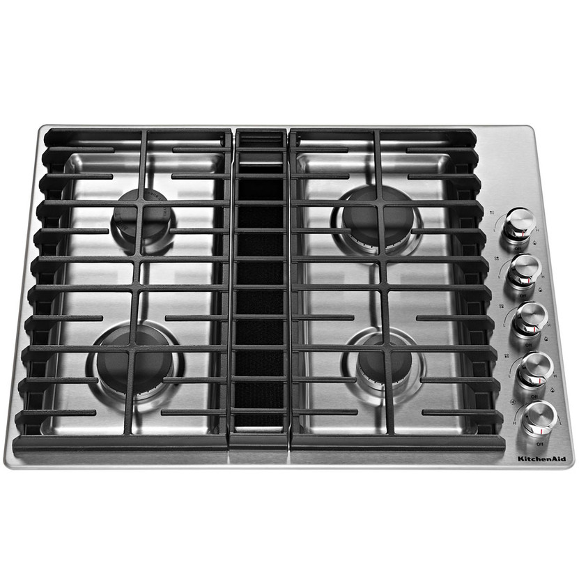 KitchenAid 30 Stainless Steel 4 Burner Gas Downdraft Cooktop